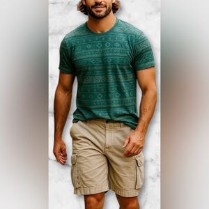 American Eagle Outfitters Khaki Distressed Heavy Duty Cargo Shorts Size 36